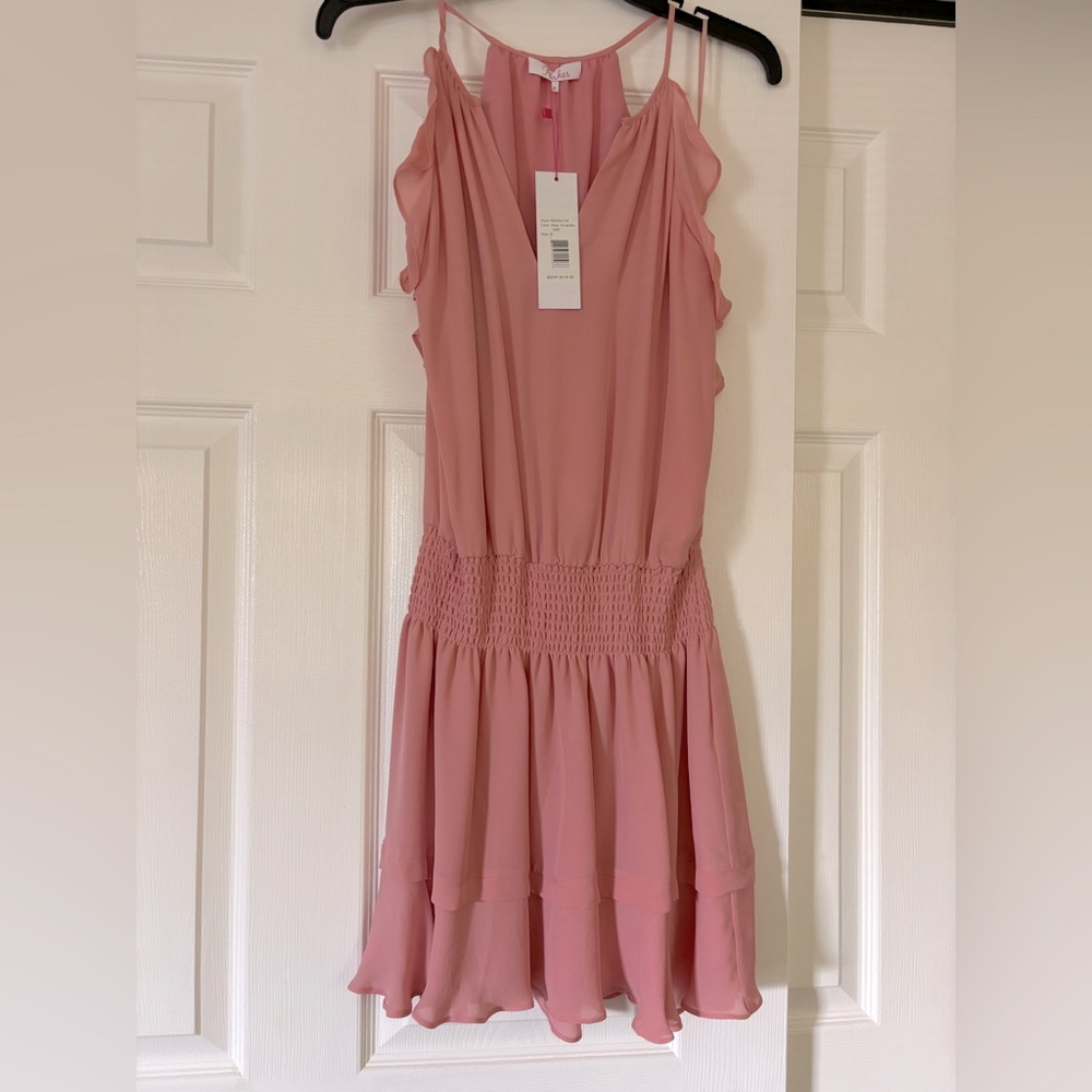 NWT Parker Pink Ruffle Halter Sleeveless Mini Dress